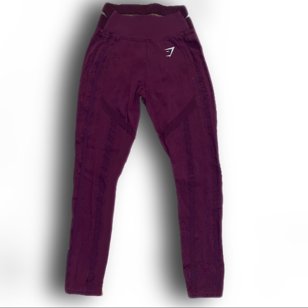 GymShark Mesh Trim Leggings in Burgundy Wine